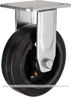 Неповоротное чугунное колесо с литой черной резиной FCd 250